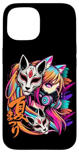 Anime Manga Cyberpunk Ästhetische Techwear Harajuku Kitsune Hülle für iPhone 15 von Japanese Culture Mythology Lover Anime Girl Otaku