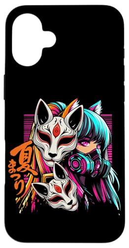 Anime Manga Cyberpunk Ästhetische Techwear Harajuku Kitsune Hülle für iPhone 16 Plus von Japanese Culture Mythology Lover Anime Girl Otaku