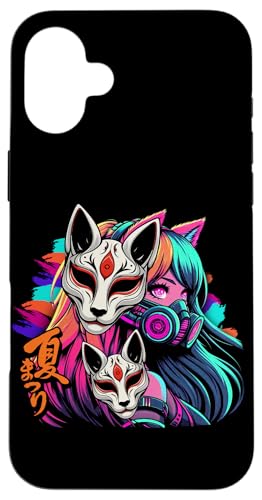 Anime Manga Cyberpunk Ästhetische Techwear Harajuku Kitsune Hülle für iPhone 16 Plus Anime Manga Cyberpunk Ästhetische Techwear Harajuku Kitsune Hülle für iPhone 16 Plus von Japanese Culture Mythology Lover Anime Girl Otaku