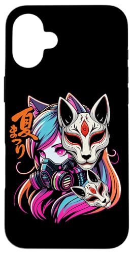 Anime Manga Cyberpunk Ästhetische Techwear Harajuku Kitsune Hülle für iPhone 16 Plus Anime Manga Cyberpunk Ästhetische Techwear Harajuku Kitsune Hülle für iPhone 16 Plus von Japanese Culture Mythology Lover Anime Girl Otaku