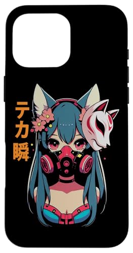 Anime Manga Cyberpunk Ästhetische Techwear Harajuku Kitsune Hülle für iPhone 16 Pro Max von Japanese Culture Mythology Lover Anime Girl Otaku