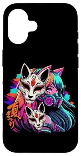 Anime Manga Cyberpunk Ästhetische Techwear Harajuku Kitsune Hülle für iPhone 16 von Japanese Culture Mythology Lover Anime Girl Otaku