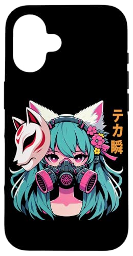 Anime Manga Cyberpunk Ästhetische Techwear Harajuku Kitsune Hülle für iPhone 16 von Japanese Culture Mythology Lover Anime Girl Otaku