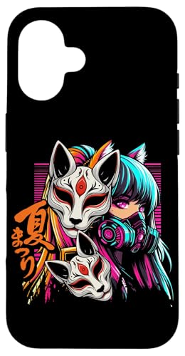 Anime Manga Cyberpunk Ästhetische Techwear Harajuku Kitsune Hülle für iPhone 16 von Japanese Culture Mythology Lover Anime Girl Otaku