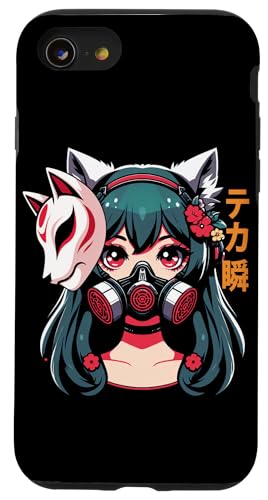 Anime Manga Cyberpunk Ästhetische Techwear Harajuku Kitsune Hülle für iPhone SE (2020) / 7 / 8 von Japanese Culture Mythology Lover Anime Girl Otaku