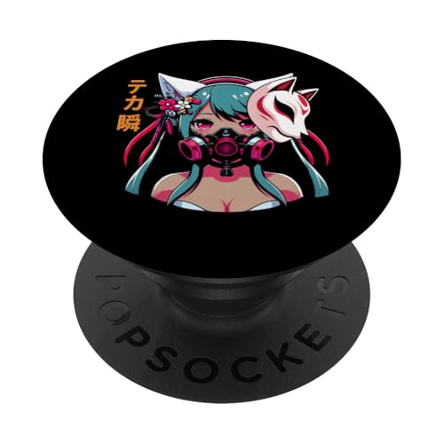 Anime Manga Cyberpunk Ästhetische Techwear Harajuku Kitsune PopSockets Klebender PopGrip von Japanese Culture Mythology Lover Anime Girl Otaku