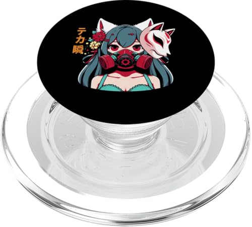 Anime Manga Cyberpunk Ästhetische Techwear Harajuku Kitsune PopSockets PopGrip für MagSafe von Japanese Culture Mythology Lover Anime Girl Otaku
