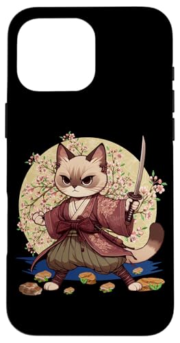 Japanische Samurai-Ninja-Katze Japanische Kanji Kawaii Art Manga Hülle für iPhone 16 Pro Max von Japanese Ninja Cat Lover Japanese Warrior Culture