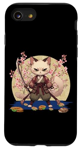 Japanische Samurai-Ninja-Katze Japanische Kanji Kawaii Art Manga Hülle für iPhone SE (2020) / 7 / 8 von Japanese Ninja Cat Lover Japanese Warrior Culture