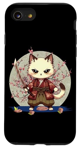 Japanische Samurai-Ninja-Katze Japanische Kanji Kawaii Art Manga Hülle für iPhone SE (2020) / 7 / 8 von Japanese Ninja Cat Lover Japanese Warrior Culture