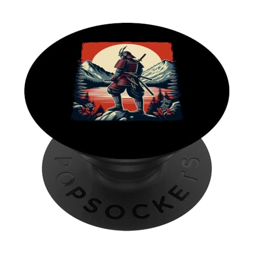 Japanische Anime Manga Samurai Holzblock Kunst Japanische Kanji PopSockets Klebender PopGrip von Japanese Warrior Anime Lover Japanese Culture