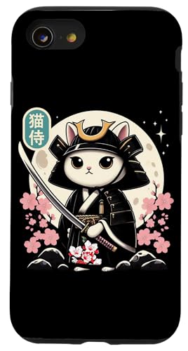 Japanische Samurai Ninja Katze Tattoo Japanische Kawaii Kunst Hülle für iPhone SE (2020) / 7 / 8 von Japanese Warrior Culture Japanese Ninja Cat Otaku