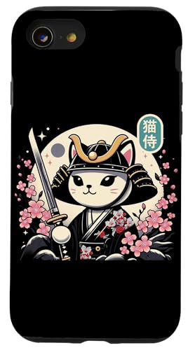 Japanische Samurai Ninja Katze Tattoo Japanische Kawaii Kunst Hülle für iPhone SE (2020) / 7 / 8 von Japanese Warrior Culture Japanese Ninja Cat Otaku