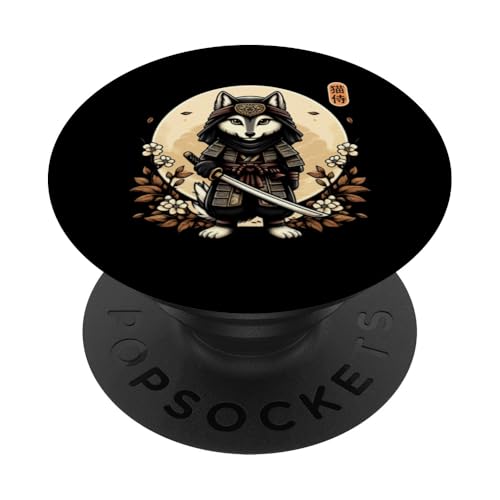 Japanische Samurai-Ninja-Wolf-Tattoo, japanische Kawaii-Kunst PopSockets Klebender PopGrip von Japanese Warrior Culture Japanese Ninja Wolf