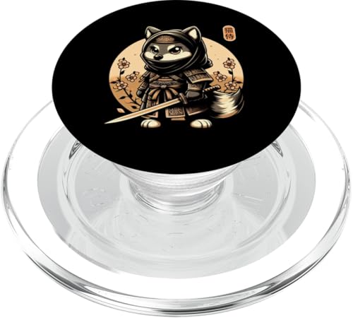 Japanische Samurai-Ninja-Wolf-Tattoo, japanische Kawaii-Kunst PopSockets PopGrip für MagSafe von Japanese Warrior Culture Japanese Ninja Wolf