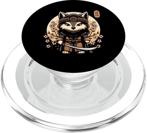 Japanische Samurai-Ninja-Wolf-Tattoo, japanische Kawaii-Kunst PopSockets PopGrip für MagSafe von Japanese Warrior Culture Japanese Ninja Wolf
