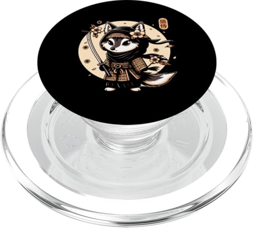 Japanische Samurai-Ninja-Wolf-Tattoo, japanische Kawaii-Kunst PopSockets PopGrip für MagSafe von Japanese Warrior Culture Japanese Ninja Wolf