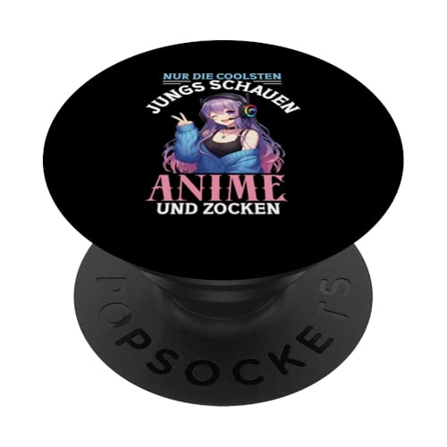 Nur Die Coolste Jungs Schauen Anime Und Zocken Gaming PopSockets Klebender PopGrip Nur Die Coolste Jungs Schauen Anime Und Zocken Gaming PopSockets Klebender PopGrip von Japanische Kultur Anime Gamer Kawaii Gaming