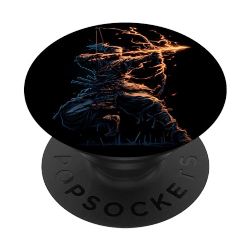 Samurai-Bogenschütze Bogenjäger Ukiyo-e-Krieger Kyudo PopSockets Klebender PopGrip von Japanischer Samurai Bogenschütze Bogenschießen