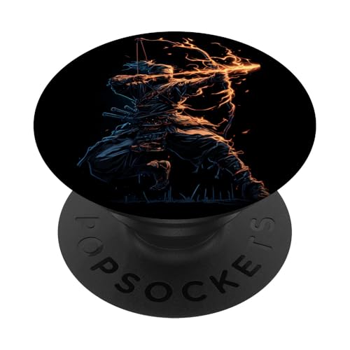 Samurai-Bogenschütze Bogenjäger Ukiyo-e-Krieger Kyudo PopSockets Klebender PopGrip von Japanischer Samurai Bogenschütze Bogenschießen