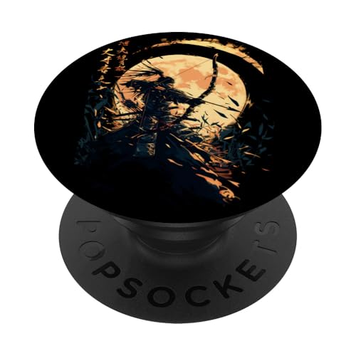 Samurai-Bogenschütze Kanji Bogenjäger Ukiyo-e-Krieger Kyudo PopSockets Klebender PopGrip von Japanischer Samurai Bogenschütze Bogenschießen