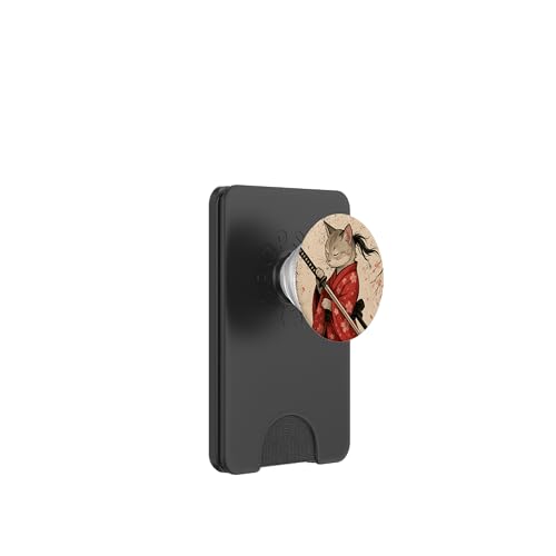 Graue Katze, japanische Samurai-Kirschblüte, Japanisch, Mutter, Vater, Kinder PopSockets PopWallet für MagSafe Graue Katze, japanische Samurai-Kirschblüte, Japanisch, Mutter, Vater, Kinder PopSockets PopWallet für MagSafe von JapansCollective