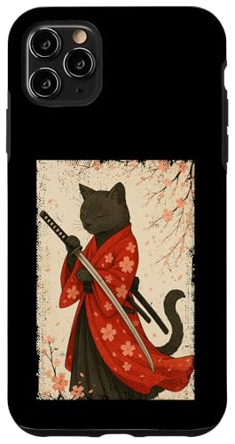 Japanische Samurai-Kirschblüte, japanische Katze, Schwarz Hülle für iPhone 11 Pro Max Japanische Samurai-Kirschblüte, japanische Katze, Schwarz Hülle für iPhone 11 Pro Max von JapansCollective