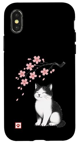 Katze Kirschblüte Japanisch Niedlich Japan Jungen Mädchen Kinder Hülle für iPhone X/XS Katze Kirschblüte Japanisch Niedlich Japan Jungen Mädchen Kinder Hülle für iPhone X/XS von JapansCollective