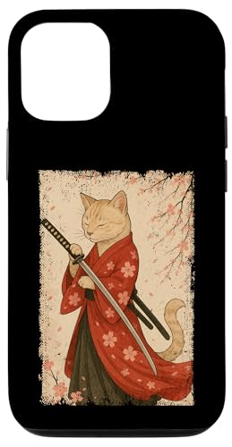 Orange Katze, japanischer Samurai, Kirschblüte, Japan, Mama, Papa, Kind Hülle für iPhone 12/12 Pro von JapansCollective