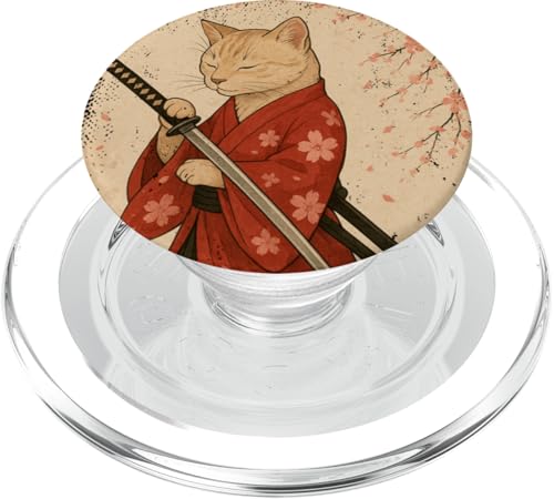 Orange Katze, japanischer Samurai, Kirschblüte, Japan, Mama, Papa, Kind PopSockets PopGrip für MagSafe Orange Katze, japanischer Samurai, Kirschblüte, Japan, Mama, Papa, Kind PopSockets PopGrip für MagSafe von JapansCollective