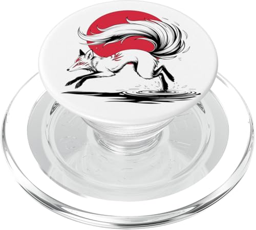 White Fox Japanese Kitsune Sunset Japan für Jungen, Mädchen und Kinder PopSockets PopGrip für MagSafe von JapansCollective