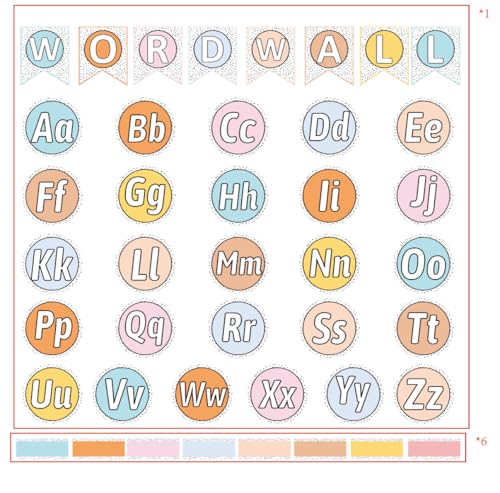 JarThenaAMCS Pinnwand-Set, Pastellfarben, 82-teilig, bunt, Alphabet, Buchstabenkarten, Papierausschnitte für Zuhause, Vorschule, Klassenzimmer, Wanddekoration JarThenaAMCS Pinnwand-Set, Pastellfarben, 82-teilig, bunt, Alphabet, Buchstabenkarten, Papierausschnitte für Zuhause, Vorschule, Klassenzimmer, Wanddekoration von JarThenaAMCS