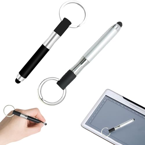 Jasminum 2 Stück Mini Universal Stylus,Touchscreen Stift,3 In 1 Eingabestift,Tablet Stift,Schwarzer Und Silberner Kugelschreiber,für Handy Touchscreen Stift Handy,Tablet Mit Kapazitiven Touchscreen von Jasminum