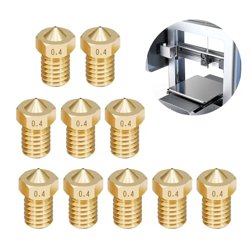 Jasminum Nozzle 0,4 mm 3D Drucker Düsen 10 Stück Messing Düsen 3D Drucker Teile Messing Extruder Düse Druckkopf für Nozzle 0,4 mm Nozzle Set Extruder Düse 3D-Drucker-Zubehör von Jasminum
