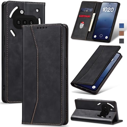 Jasonyu Handyhülle für Nothing Phone (3a) Hülle Leder Flip Klappbare Stoßfeste Magnetische,Premium PU Leder Standfunktion Kartenfächern Schutzhülle Klapphülle,Schwarz von Jasonyu
