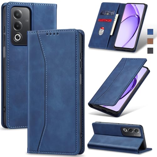 Jasonyu Handyhülle für Oppo A80 5G Hülle Leder Flip Klappbare Stoßfeste Magnetische Premium PU Leder Standfunktion Kartenfächern Schutzhülle Klapphülle,Blau von Jasonyu
