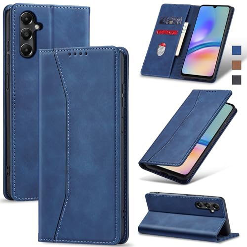 Jasonyu Handyhülle für Samsung Galaxy A05S Hülle Leder Flip Klappbare Stoßfeste Magnetische Premium PU Leder Standfunktion Kartenfächern Schutzhülle Klapphülle für Samsung A05S,Blau von Jasonyu