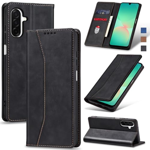 Jasonyu Handyhülle für Samsung Galaxy A26 5G Hülle Leder Flip Klappbare Stoßfeste Magnetische,Premium PU Leder Standfunktion Kartenfächern Schutzhülle Klapphülle,Schwarz von Jasonyu