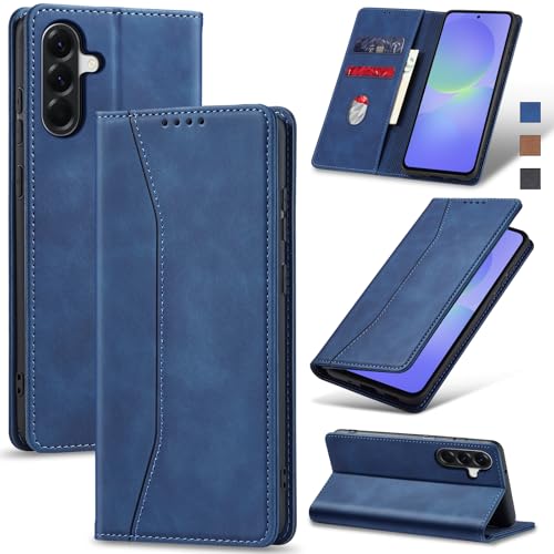 Jasonyu Handyhülle für Samsung Galaxy A36 5G Hülle Leder Flip Klappbare Stoßfeste Magnetische,Premium PU Leder Standfunktion Kartenfächern Schutzhülle Klapphülle,Blau von Jasonyu