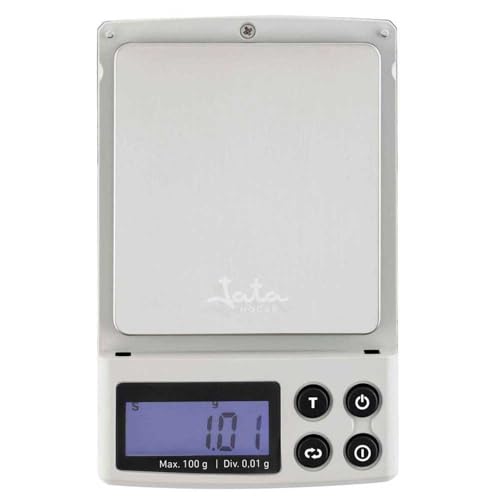 JATA HOGAR HBAL1774 Präzisionswaage mit LCD-Display bis 100 g Edelstahloberfläche 6,5 x 7 cm mit Deckel und Schutzhülle Kalibrierfunktion JATA HOGAR HBAL1774 Präzisionswaage mit LCD-Display bis 100 g Edelstahloberfläche 6,5 x 7 cm mit Deckel und Schutzhülle Kalibrierfunktion von Jata