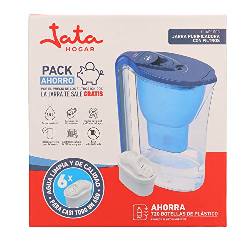 Jata Hogar HJAR1003 Wasserfilterkaraffe 2,5 Liter inkl. 6 Ionen-Kartuschen, reduziert Kalk, Chlor und Kupferrückstände, Wasser mit Geschmack und Reinheit Jata Hogar HJAR1003 Wasserfilterkaraffe 2,5 Liter inkl. 6 Ionen-Kartuschen, reduziert Kalk, Chlor und Kupferrückstände, Wasser mit Geschmack und Reinheit von Jata