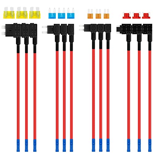 JatilEr Stromdieb 12 Stück, Stromdieb Sicherung Kfz Standard/Mini/Mikro2/Niedriges Profil Stromdieb Kfz 4 Typen ATO ATC ATM APM Stromdiebe Kfz mit Kfz Sicherung für Auto Lkw Boot von JatilEr