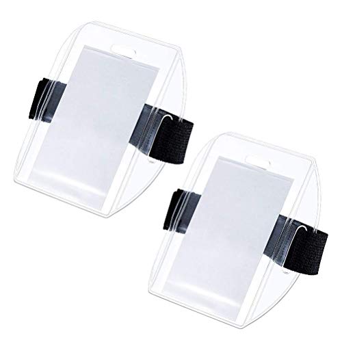 2pcs Arm Badge Halter Armband -ID -Kartenausweishalter mit Befestigungselemester Klarer Namensschildhalter (Weiß) von Jauarta