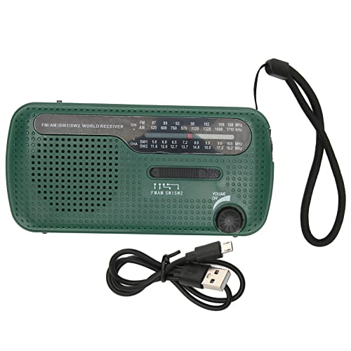 Handkurbel Solar Radio, AM FM SW1 SW2 Multiband Camping -Notfallradio mit LED -Taschenlampe, Energieeinsparung, Lademethode, Weit Verbreitete Anwendung (Grün) von Jauarta