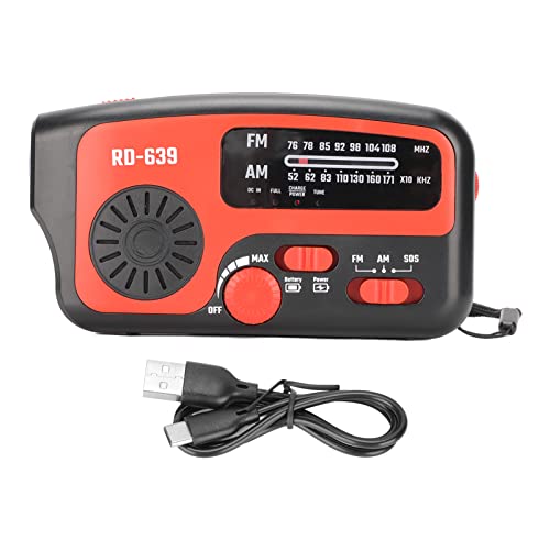 Handkurbelradio, SOS-Alarm, Mehrfachladung, 1200 MAh Powerbank, AM/FM, Notfall-Solar-Wetterradio mit LED-Taschenlampe von Jauarta