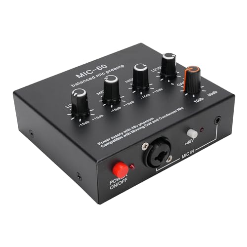 Mikrofonvorverstärker, 48 V, Netzteil, Mikrofon-Vorverstärker für dynamischen Kondensator, XLR, 3,5 mm, 6,35 mm Eingänge, Ausgänge (mit XLR-Kabel) von Jauarta