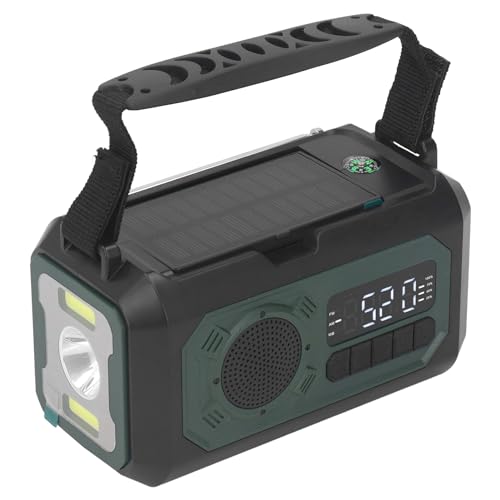 Notfallwetter Radio 12000mah Power Bank AM FM LED Taschenlampe Tragbares Handkurbel Solar Radio für Outdoor Camping (Dunkelgrün) von Jauarta