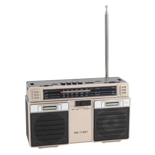 Tragbares AM FM SW Radio mit Bluetooth -Lautsprecher Wieder Aufladbarer Band Tragbares Radio für Home Outdoor Travel (Gold) von Jauarta
