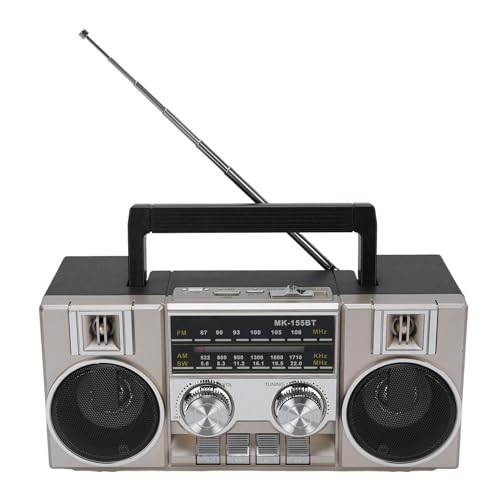 Tragbares FM AM SW Radio Full Band Clear Sound Quality Radio mit RGB Bluetooth -Lautsprecher für Garden Park Badezimmer (Gold) von Jauarta