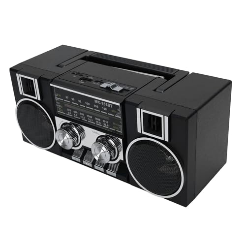 Tragbares FM AM SW Radio Full Band Clear Sound Quality Radio mit RGB Bluetooth -Lautsprecher für Garden Park Badezimmer (Schwarz) von Jauarta